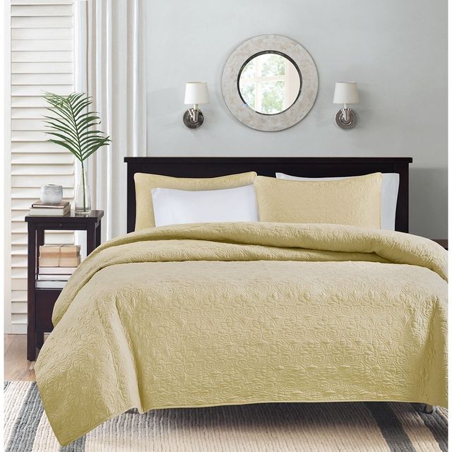 Olliix by Madison Park Yellow King/California King Quebec Reversible Coverlet Set-2