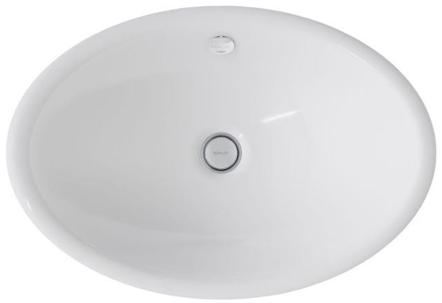 Kohler Iron Plains® White 20.75" Oval Vessel Bathroom Sink-1