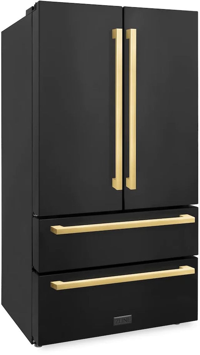 ZLINE Autograph Edition 36" 22.5 Cu. Ft. Black Stainless Steel Counter Depth Freestanding French Door Refrigerator-3