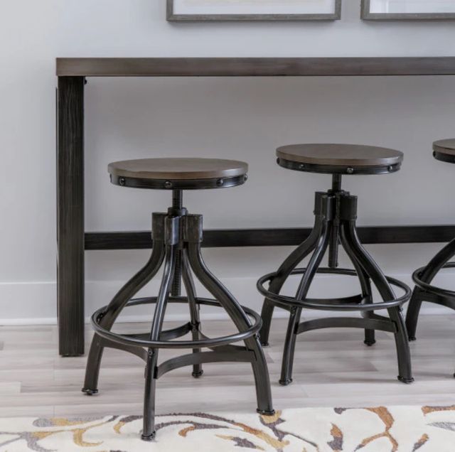 Powell® Haywood Dark Gunmetal/Gray Adjustable Backless Stool -1