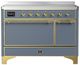 Ilve® Majestic III 48" Blue Gray Pro Style Induction Range with Solid Door and Brass Trim-0