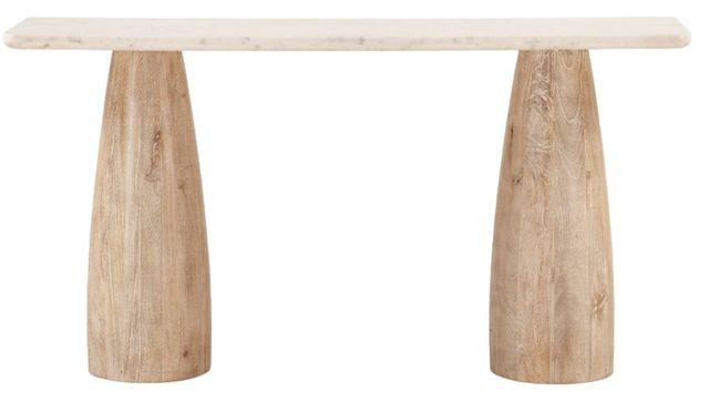 Home Trends & Design Palm Springs White Console Table with White Wash Base-1