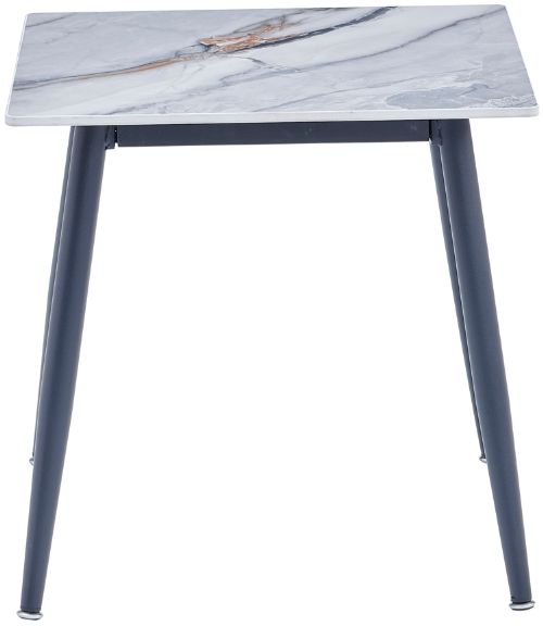 Mazin Furniture Salerno White Sintered Stone Top End Table with Black Metal Legs-1