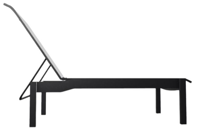 Telescope Casual Leeward Abalone/Black Fabric/Polymer Outdoor MGP Sling Lay-Flat Stacking Armless Chaise with Wheels-2