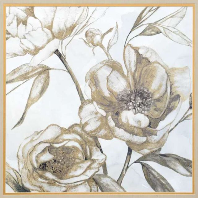 StyleCraft Peony Glitz Gold/Light Gray/Taupe Wall Art-1