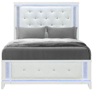 Global Furniture USA Alina 3-Piece White Queen Panel Bedroom Set with LED