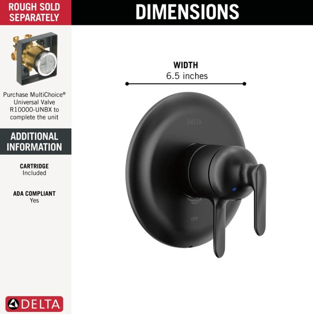 Delta Bonacci™ 17 Series Matte Black Valve Only Trim-1