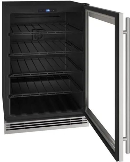 U-Line® 1 Class 24" Stainless Steel Glass Door Wine Refrigerator-1