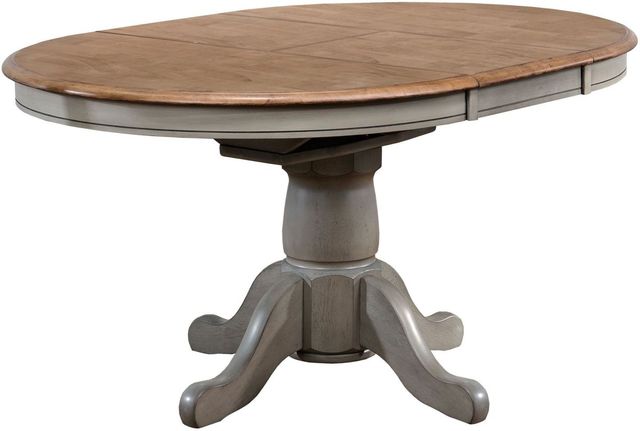 Winners Only® Barnwell Rustic Brown Top Dining Table with Gray Pedestal Base-0