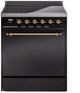 Ilve® Nostalgie II Series 30" Glossy Black Pro Style Induction Range-0
