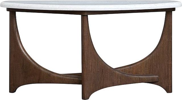 Magnussen Home® Arwen White Demilune Sofa Table with Brown Base-1