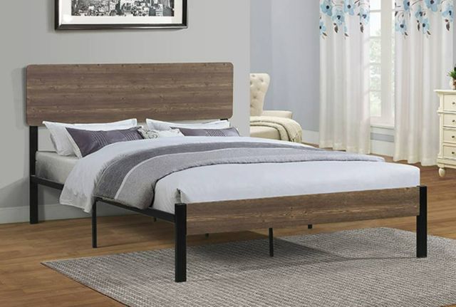 Milton Greens Stars Black Frame Full Platform Bed with Wooden Headboard and Footboard-1