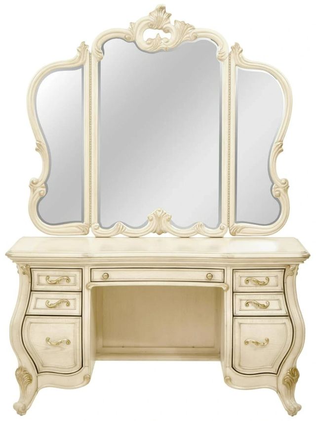 Michael Amini® Platine De Royale Champagne Vanity Desk and Mirror-2
