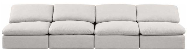Meridian Furniture Indulge 4-Piece Cream Linen Armless Sectional-1