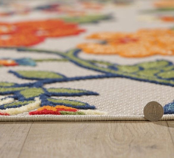 KAS Rugs Calla Ivory Floral Vine 5'x7' Area Rug-3