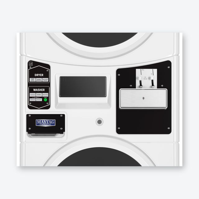 Maytag Commercial MLE22PDAZW 3.1 Cu. Ft. Washer / 6.7 Cu. Ft. Electric Dryer Combination Stack, Coin-Ready, White-1