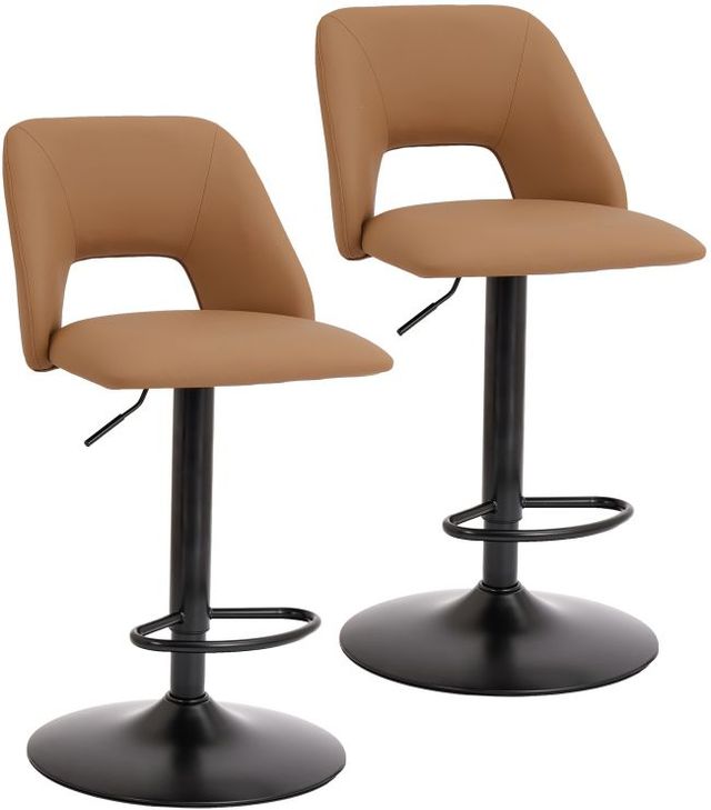 Worldwide Homefurnishings Inc. Adler 2-Piece Black/Tan Adjustable Stool Set-0