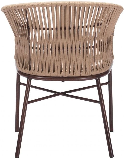 Zuo® Modern Freycinet 2-Piece Brown/Natural Steel Outdoor Dining Arm Chair Set-4