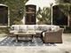 Signature Design by Ashley® Beachcroft 4-Piece Beige/Brown Fabric/Wicker L-Shape Outdoor Seating Set-2
