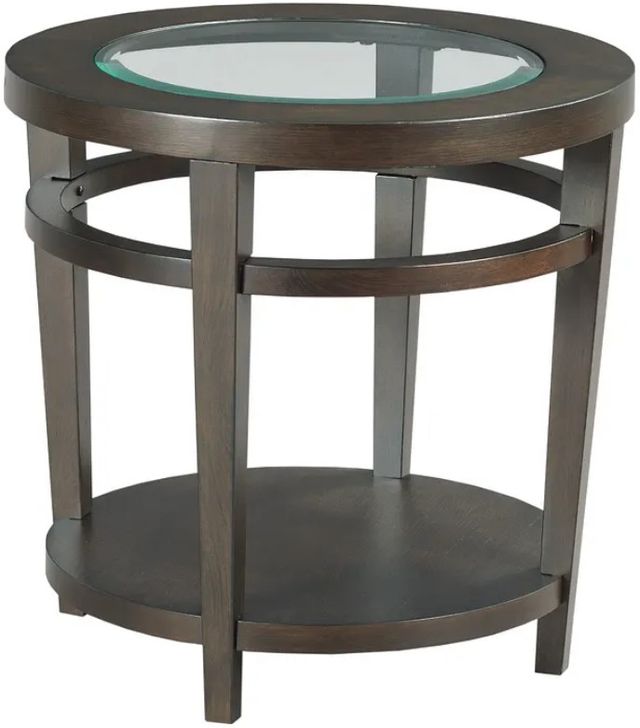Hammary® Urbana Glass Top Round End Table with Dark Oak Base-0