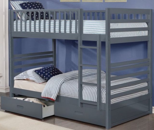 IFDC Gray Youth Single/Single Bunk Storage Bed-0