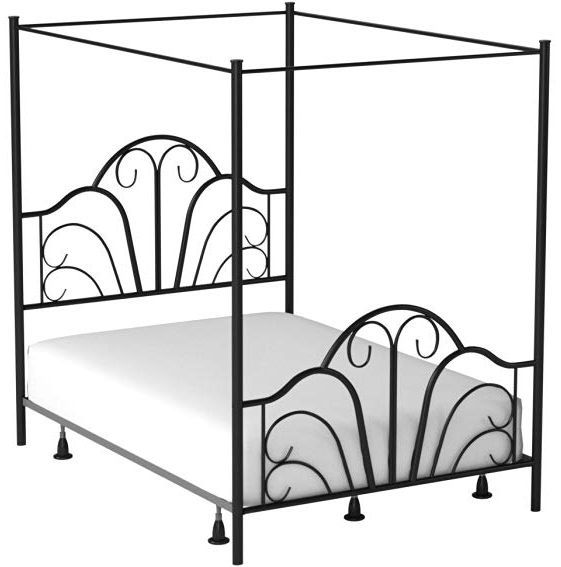 HH2 Home Dover Textured Black Queen Canopy Bed