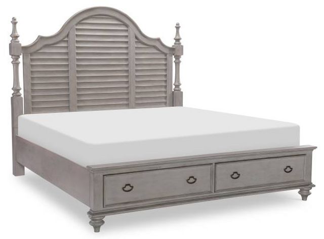 Legacy Classic Kingston Gray Queen Storage Louvered Poster Bed