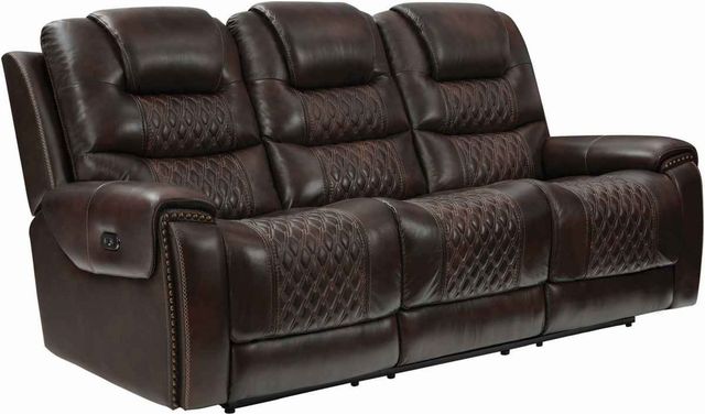 Coaster® North Dark Brown Cushion Back Power Headrest Sofa-1