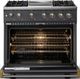Viking® 5 Series 36" Cast Black Pro Style Dual Fuel (LP) Range with Brushed Brass Trim-1