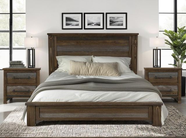 International Furniture Direct Town Brown/Gray Queen Panel Bed-1