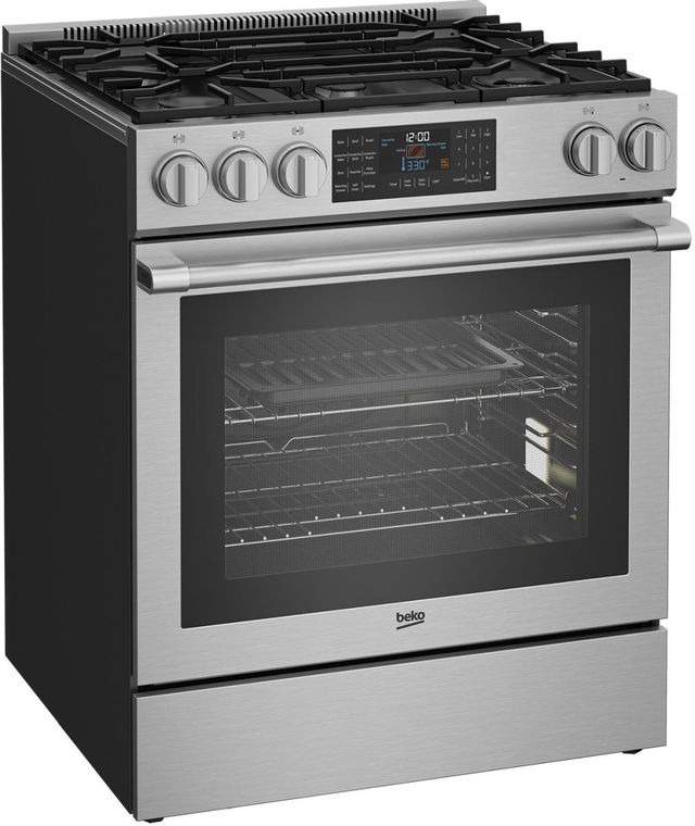 Beko 30" Stainless Steel Slide In Gas Range-1