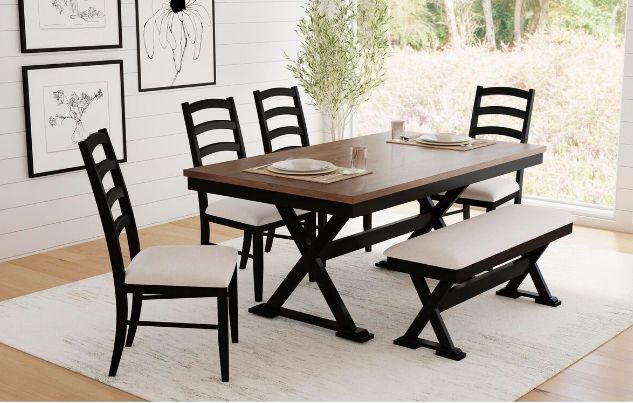 Elements International Tulane 6-Piece Black/Oak Dining Room Set-1