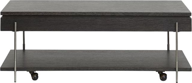 Magnussen Home® Spencer Aged Nickel/Dark Briarsmoke Lift Top Storage Cocktail Table with Casters-2