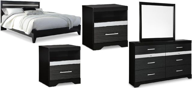 Signature Design by Ashley® Starberry 5-Piece Black Queen Panel Bed Set-0
