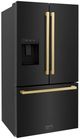 ZLINE Autograph Edition 36 in. 28.89 Cu. Ft. Fingerprint Resistant Black Stainless Steel French Door Refrigerator with Champagne Bronze Modern Handles-1