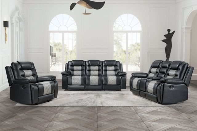 New Classic® Home Furnishings Nikko Black/Gray Manual Glider Recliner-1