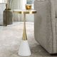 Uttermost® Apex Matte White Accent Table with Brushed Brass Accents-1