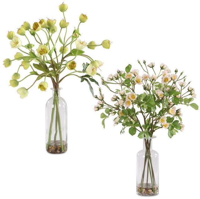 Uttermost® Tranquility Lenten 2-Piece Clear/Green/Pink/Yellow Rose Bouquets Set-0