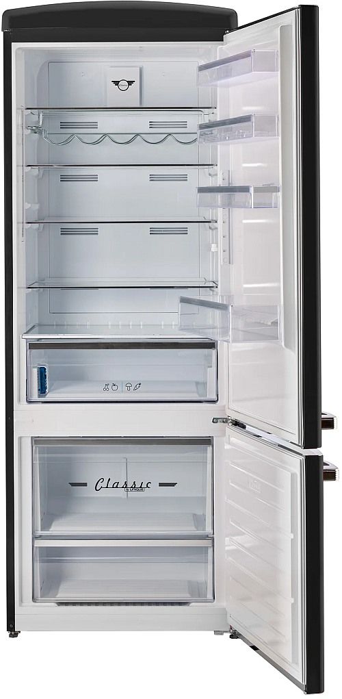 Unique Appliances Classic Retro 28" 17 Cu. Ft. Matte Black Counter Depth Bottom Freezer Refrigerator-1