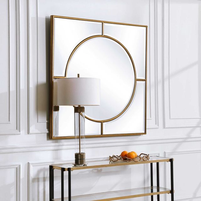 Uttermost® Stanford Brushed Gold Square Mirror-2