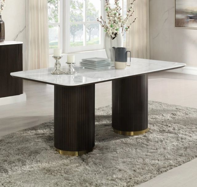 ACME Furniture Clayten White Dining Table with Espresso Base-1