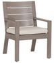 Sunset West Laguna Driftwood Aluminum Outdoor Dining Arm Chair with Canvas Flax Cushion-0