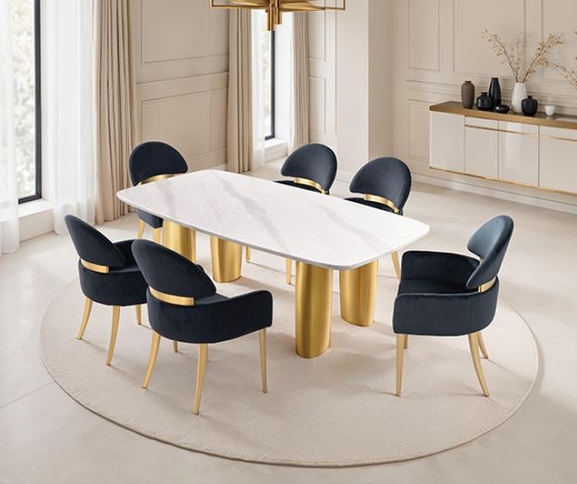 Furniture of America® Northall Gold/White Dining Table-0