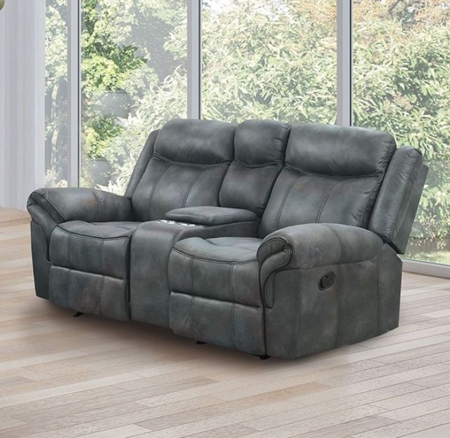 Furniture of America® Agata Dark Gray Glider Recliner Loveseat-1
