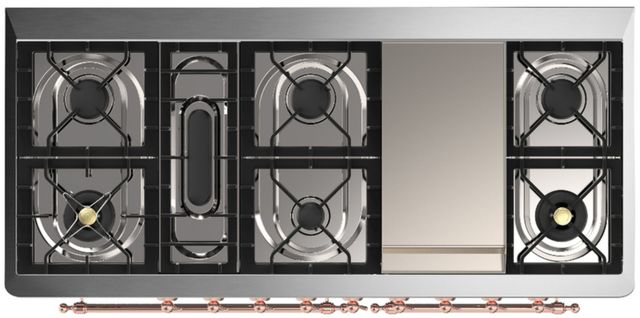 Ilve® Majestic III 60" White Pro Style Dual Fuel Liquid Propane Range with Solid Door and Copper Trim-3