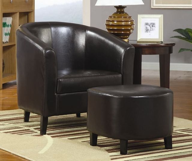 Coaster® Dark Brown Accent Seating Chair and Ottoman Set-1