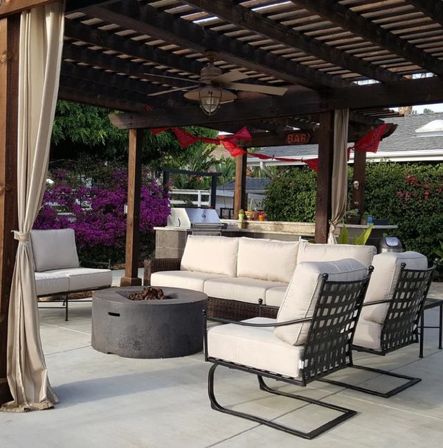 Sunset West Provence Century Pewter Antique Wrought Iron Outdoor Club Rocker with Canvas Flax Cushion-4