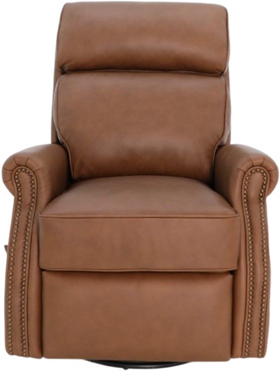BarcaLounger® Crews Dobbs Saddle Leather Manual Swivel Glider Recliner-3