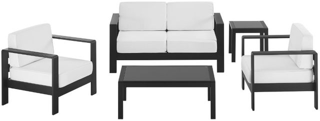 Linon Key 5-Piece Black/White Aluminum/Fabric Outdoor Conversation Set-2