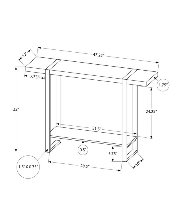 Monarch Specialties Inc. Black/Mango 48" Wood-Look Accent Table-2